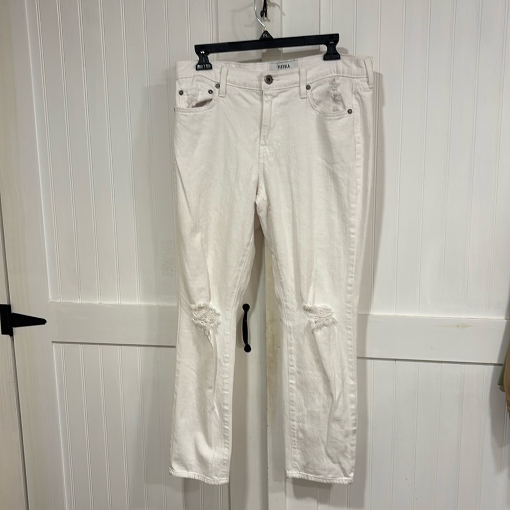 Pistola white, 100% cotton, distressed, button fly jeans, size 29